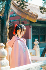 Women in classical Chinese costumes in the Forbidden City