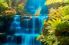 Beautiful Waterfall In Garden Decoration