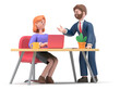 3D illustration of business people having casual discussion during meeting,Business meeting concept.3D rendering on white background.