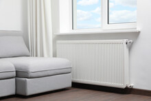 Modern Radiator At Home. Central Heating System