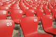 © Milou Dirks - red rows of numbered empty seats in olympic sport stadium birds nest, Beijing, China