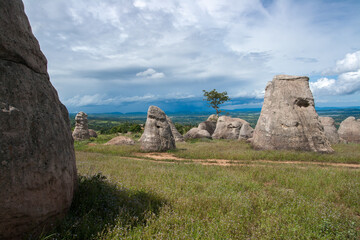 Mo Hin Khao known as “The Stonehenge in Thailand”, is a white hill located in a broad field. Its geological features and surroundings are made of sedimentary rocks in Jurassic