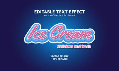 Wall Mural - text effect ice cream with sweet and funny nuances. can be used as a title or text logo.