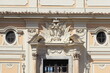 Sculpted Detail Above an Entrance with Eagles, Flags and Colonna Family Coat of Arms in Rome, Italy