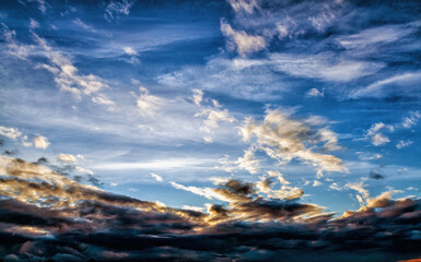 Wall Mural - A natural evening sunset with various clouds