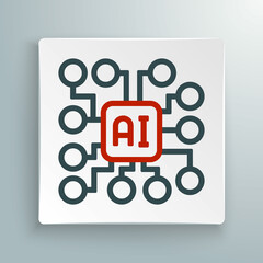 Canvas Print - Line Neural network icon isolated on white background. Artificial intelligence AI. Colorful outline concept. Vector