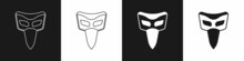 Set Carnival Mask Icon Isolated On Black And White Background. Masquerade Party Mask. Vector
