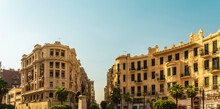 Egypt, Cairo, Historic Buildings Surrounding Talaat Harb Square In Summer