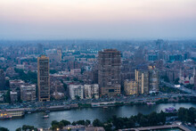 Egypt, Cairo, View Of Agouza And Zamalek At Dusk