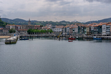 Sticker - view of the harbor and fishing village of Lekeitio on the coast of the Spanish Basque Country