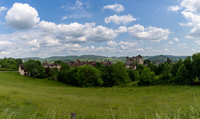 Wall Mural - panorama view of the idyllic French village of Curemonte in the Dordogne Valley