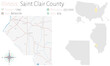 Large and detailed map of Saint Clair county in Illinois, USA.