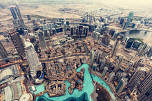 Dubai UAE Aerial Rooftop View From Burj Khalifa