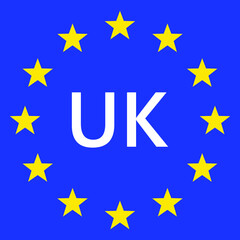 Wall Mural - flag of european union with united kingdom. eu flag. country border sign of the of uk. vector illust
