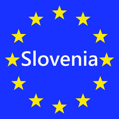 Wall Mural - flag of european union with slovenia. eu flag. country border sign of the of slovenia. vector illust