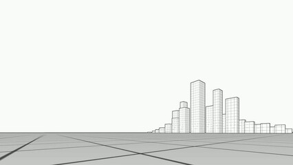3d animation creating digital architecture background presentation