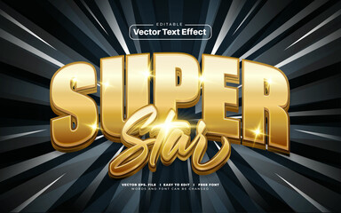 Wall Mural - 3D Gold Super Star Vector Text Effect