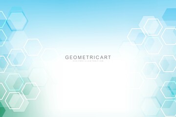 Wall Mural - modern futuristic background of the scientific hexagonal pattern. virtual abstract background with p