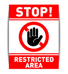 Prohibition stop sign. Restricted area, Private property, no trespassing. Vector on transsparent background