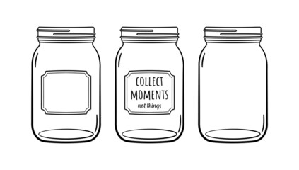 Mason Jar Collect moments not things Ball jar Canning Empty jar with blank label