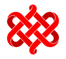 Celtic Knot Made Of Interweaved Mobius Stripe As Two Twisted Hearts Symbol. Sign Of Forever Love.