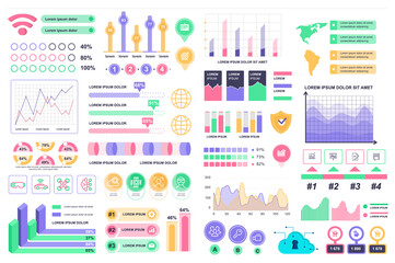 Poster - Bundle infographic elements data visualization vector design template. Can be used for steps, business processes, workflow, diagram, flowchart concept, timeline, marketing icons, info graphics.