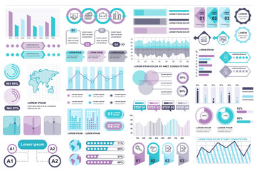 Poster - Bundle infographic elements data visualization vector design template. Can be used for steps, business processes, workflow, diagram, flowchart concept, timeline, marketing icons, info graphics.