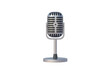 © OlekStock - Retro style metallic microphone isolated on white background. 3d render