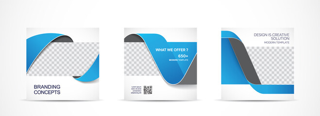 Wall Mural - set square banner template for social media post and web internet ads.vector illustrations.