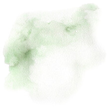 Watercolor Green Splash Texture Background. Hand-drawn Wet Spot, Blob. Abstract Illustration Isolated On White Background
