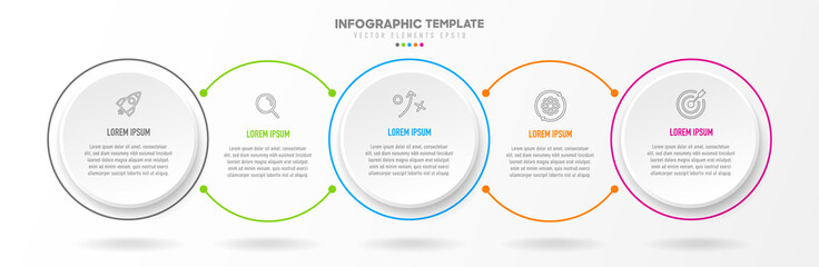 Poster - Timeline infographic design with 5 options or steps. Infographics for business concept. Can be used for presentations workflow layout, banner, process, diagram, flow chart, info graph, annual report.