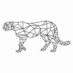 Wall Mural - cheetah leopard panther modern logo outline polygonal vector illustration