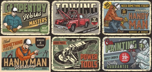 Sticker - Labor colorful vintage posters set