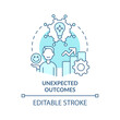 © IMG visuals icons - Unexpected outcomes turquoise concept icon. Digital first mindset importance abstract idea thin line illustration. Isolated outline drawing. Editable stroke. Arial, Myriad Pro-Bold fonts used