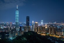 Taipei, Taiwan City Skyline At Night
