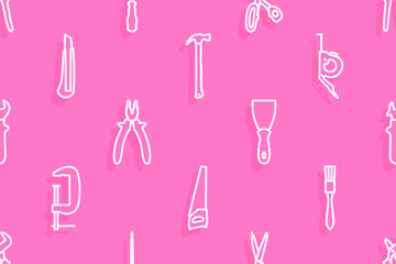 Sticker - Seamless pattern on the theme of tools and repairs.