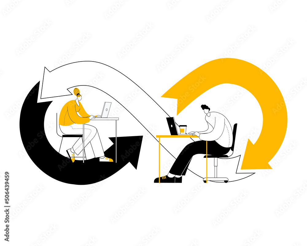 A team of devops engineers is working. Vector conceptual illustration ...