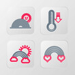 © vector_v - Set line Rainbow with heart, clouds and sun, Meteorology thermometer and icon. Vector