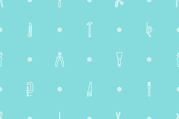 Wall Mural - Seamless pattern on the theme of tools and repairs.