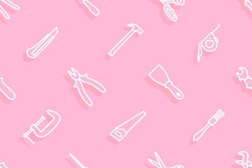 Sticker - Seamless pattern on the theme of tools and repairs.