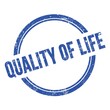 QUALITY OF LIFE text written on blue grungy round stamp.