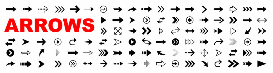 Wall Mural - arrow icon set. arrow. cursor. collection different arrows sign. black vector arrows icons. modern s