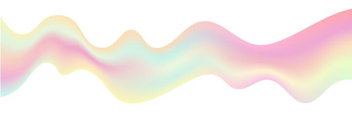 3d abstract holographic liquid vector background. Hologram gradient fluid, pastel wave shape. Iridescent dynamic flow illustration banner, pearl stream, horizontal pearlescent pattern, soft effect