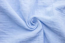 Blue Cotton Fabric Texture With Swirl. Baby Textiles, Baby Diaper