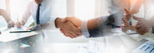 Businessman Handshake For Teamwork Of Business Merger And Acquisition,successful Negotiate,hand Shake,two Businessman Shake Hand With Partner To Celebration Partnership And Business Deal Concept