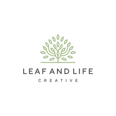 Wall Mural - leaf tree growth logo design template