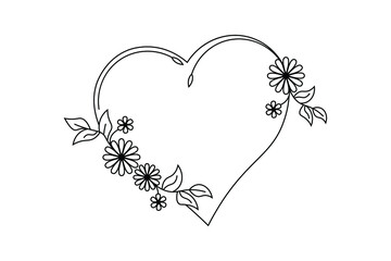 Canvas Print - floral drawing love frame, flower love frame vector