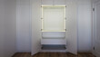 Built-in white stylish empty wardrobe with LED strip around the perimeter interior minimalism