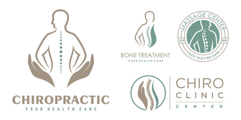 Chiropractic icon set logo design collection for massage teraphy with unique concept Premium Vector