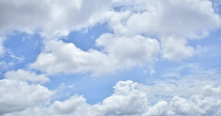 Wall Mural - Time lapse clouds and sunny blue sky, white clouds on blue sky, aerial view, cloud drone movement time, natural blue sky and white weather.